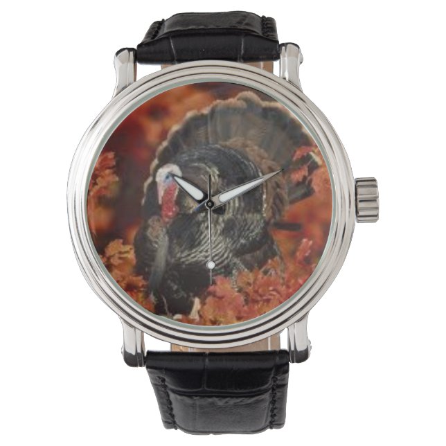 wristwatch featuring a wild tom turkey (Front)