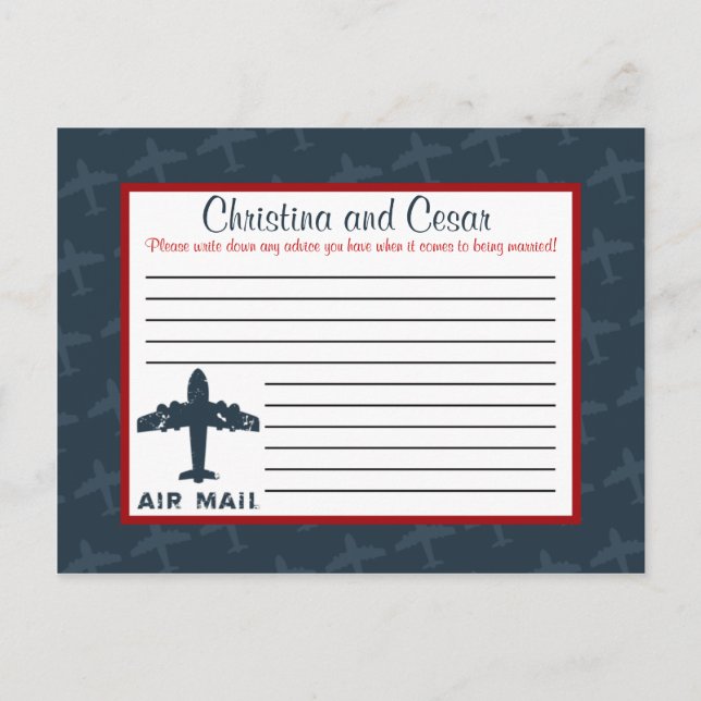 Writable Advice Card Airplane Flight  Blue/Red Fly (Front)