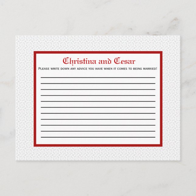 Writable Advice Card Gray Red Formal Print (Front)