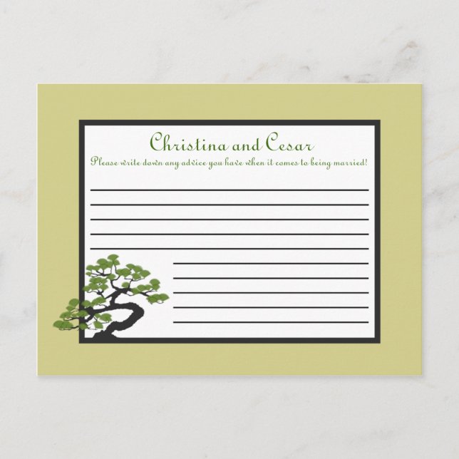 Writable Advice Card Japanese Green Bonsai Tree Ol (Front)