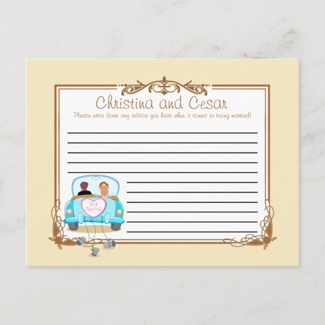 Writable Advice Card Just got Married Couple (Front)