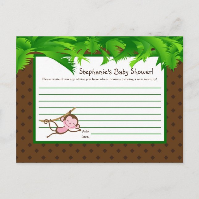 Writable Advice Card MonkeySwing Jungle Safari Zoo (Front)