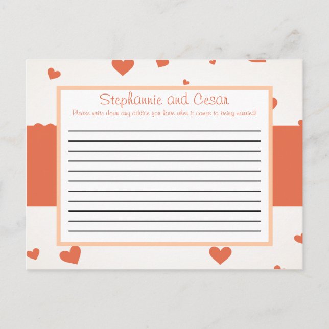 Writable Advice Card Penguin Love/Hearts Peach (Front)