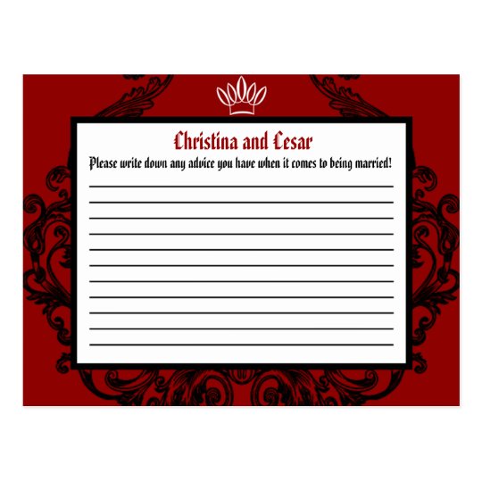 Writable Advice Card Raspberry Crimson Red Ornate