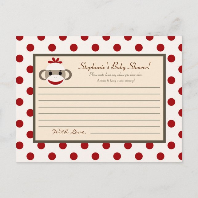 Writable Advice Card Red Sock Monkey (Front)