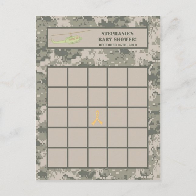 Writable Bingo Card ARMY ACU Camoflauge Digital (Front)
