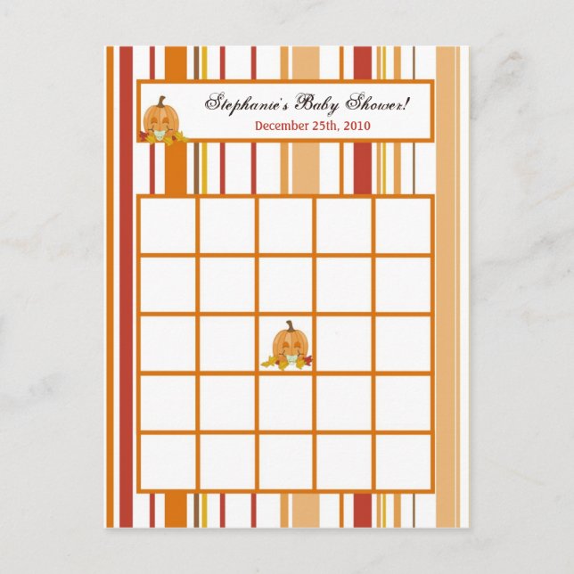 Writable Bingo Card Autumn Fall Pumpkin Baby (Front)