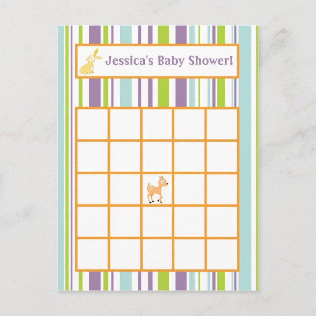 Writable Bingo Card Furry Woodland Animals (Front)