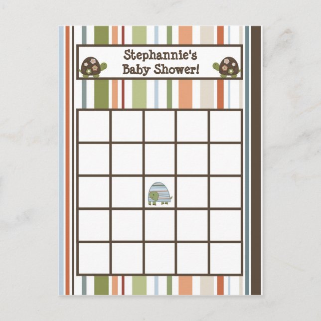 Writable Bingo Card Laguna Beach Turtle Frog Pond (Front)