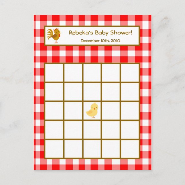 Writable Bingo Card Red Barn Farm Animals (Front)