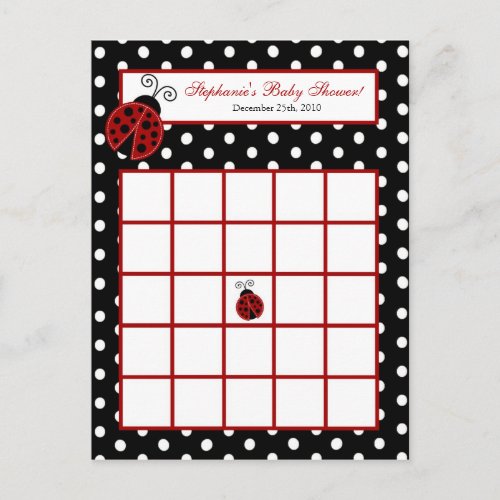 Writable Bingo Card Red Ladybug