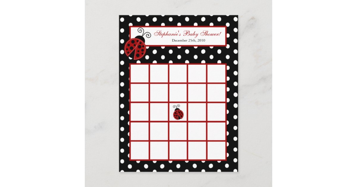 Writable Bingo Card Red Ladybug | Zazzle