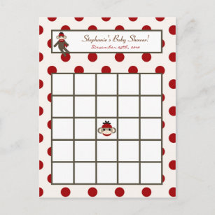 Writable Bingo Card Red Sock Monkey