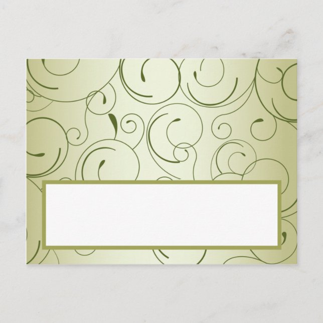 Writable Place Card Green Apple Swirls Fruit (Front)