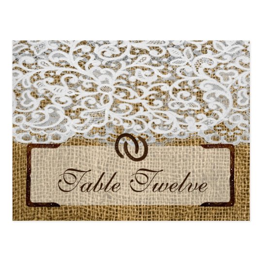 Writable Place Card Horse Shoes on Burlap Lace