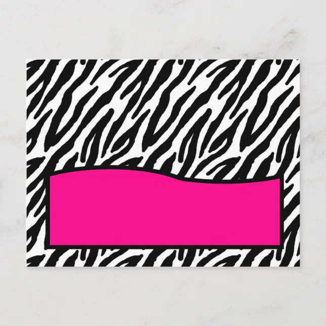 Writable Place Card Hot Pink Zebra Print Zazzle