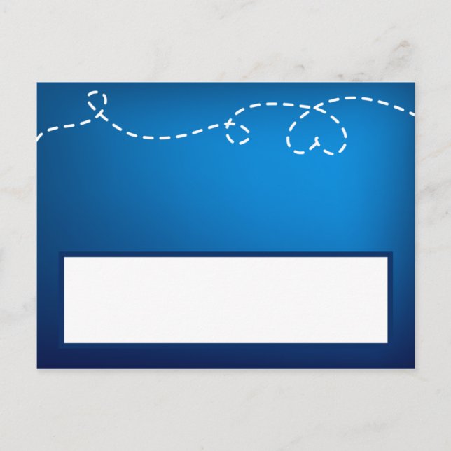 Writable Place Card Paper Plane Flying Blue loops (Front)