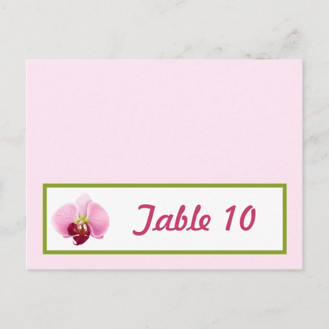 Writable Place Card Pink Orchid Long Stem Flower G (Front)
