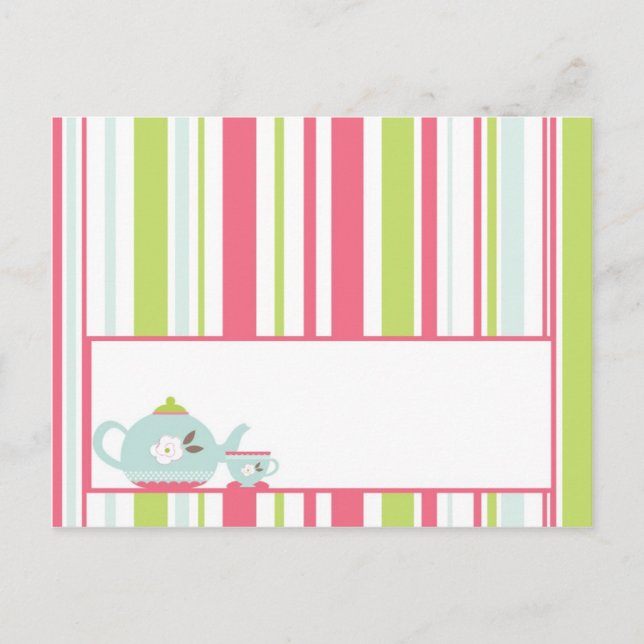 Writable Place Card Tea Party Pink Pastel Flowers (Front)