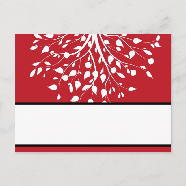 Writable Place Card Winter Gray/Red Tree (Front)