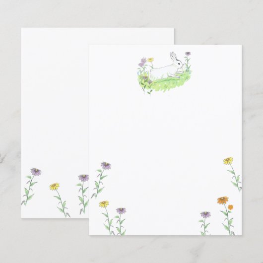 Write A Letter - Spring White Bunny Illustration  (Front/Back)