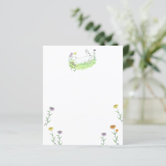 Write A Letter - Spring White Bunny Illustration  (Standing Front)