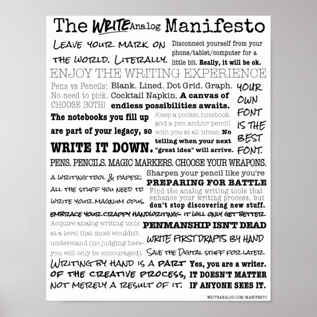 Write Analog Manifesto Poster (Front)