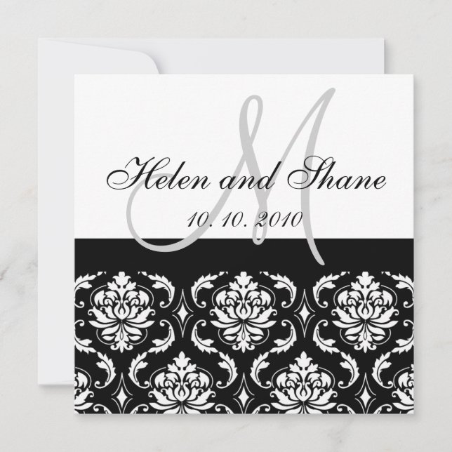 Write Guest's Name on Damask Wedding invitation (Front)