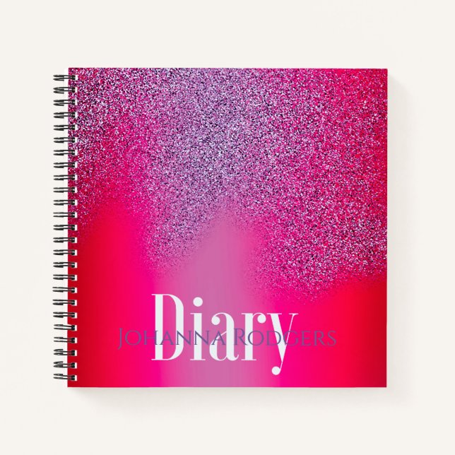Write in festive bright pink: customizable  diary notebook (Front)