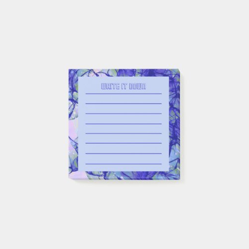 Write it down  Blue Abstract Art Lined Post_it Notes