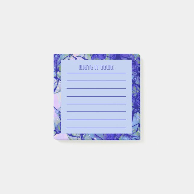 Write it down | Blue Abstract Art Lined Post-it Notes (Front)
