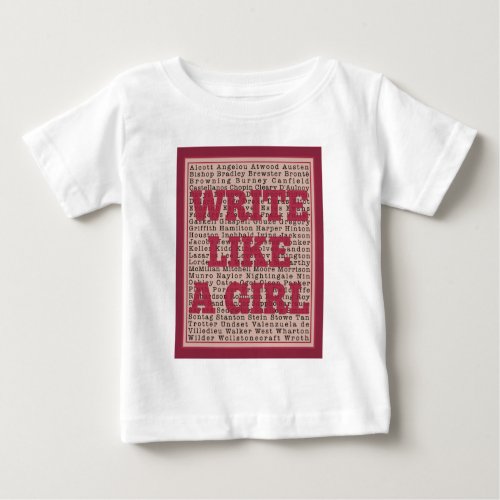 Write Like a Girl Lipstick Baby T_Shirt