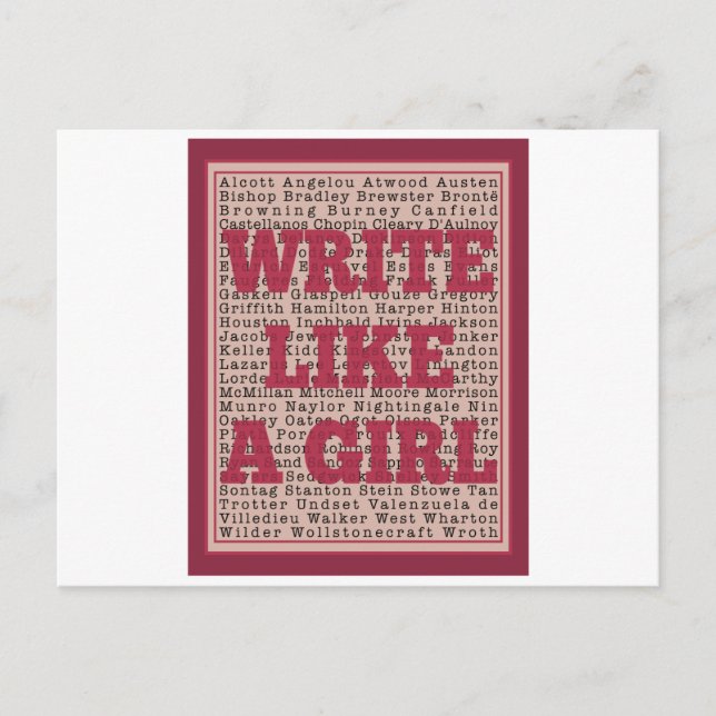 Write Like a Girl Lipstick Postcard (Front)