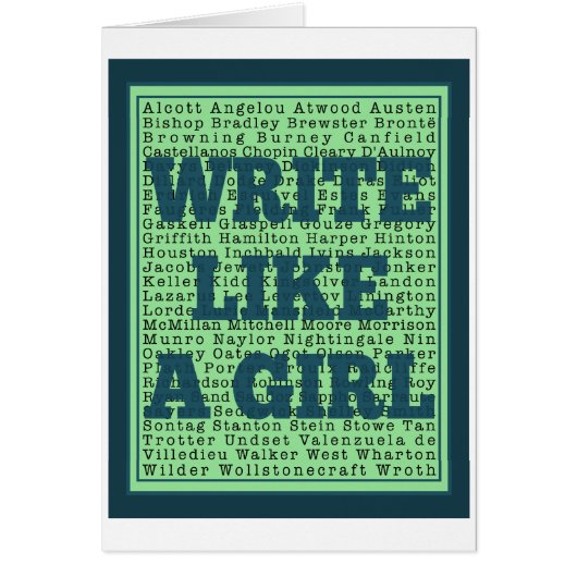 Write Like a Girl Peacock Cards (Front)