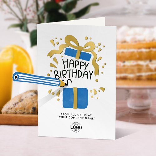 Write Name With Logo Cute Fun Business Birthday Card