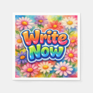 Write Now Text with Neon Daisy Garden Napkins