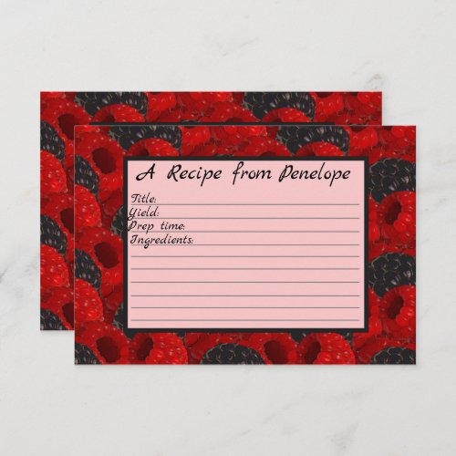  Write on Recipe Card Juicy Berry Pattern and Name