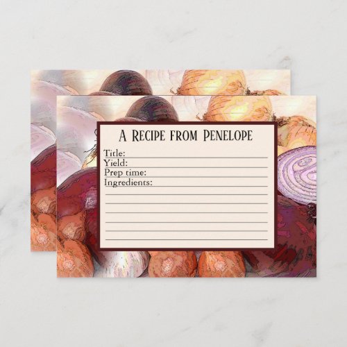 Write on Recipe Card Onions with Garlic and Name 