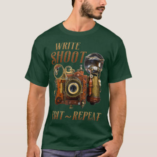 Write Shoot Edit Repeat Steampunk Flash T-Shirt