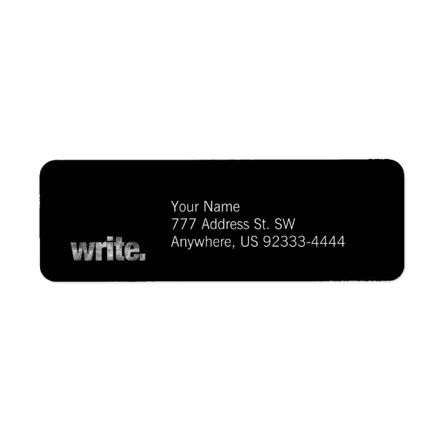 Write: Writer, Freelance Writer, Author Label (Front)