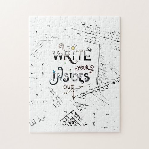 Write your Insides OUT Motivational writers motto Jigsaw Puzzle
