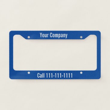 Write Your Message with Gray Text on Deep Blue License Plate Frame
