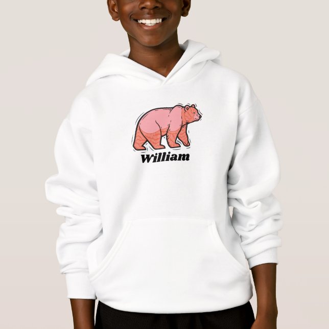 Write your name on this pink Bear Pop Art Hoodie (Front)