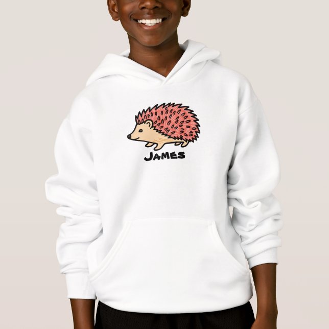 write your name on this Pink Hedgehog Hoodie (Front)