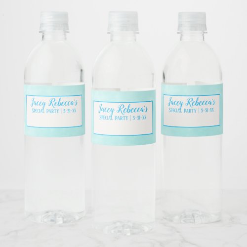 Write Your Name Turquoise Water Bottle Labels