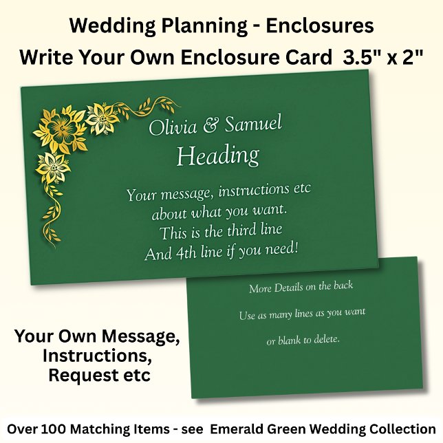 Write Your Own Enclosure Card, Emerald Green Gold Card (Creator Uploaded)