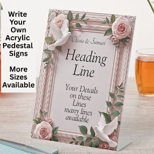 Write Your Own Pedestal Sign Doves Pink Roses