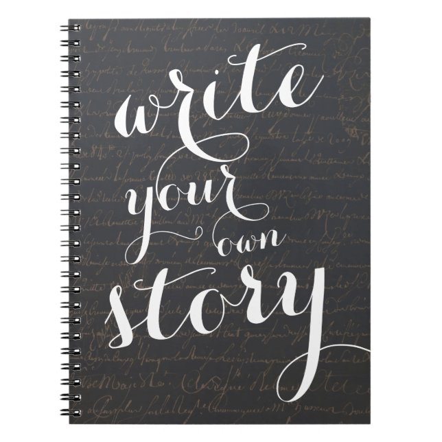 Write Your Own Story Vintage Black Parchment Notebook (Front)