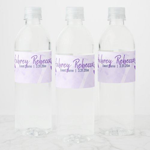 Writeable Purple Dragonfly Water Bottle Labels