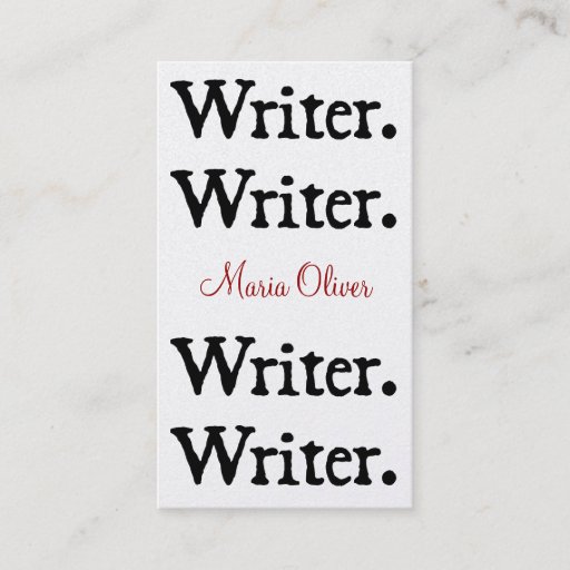 Customizable Writer 4-Stack Black White Business Cards